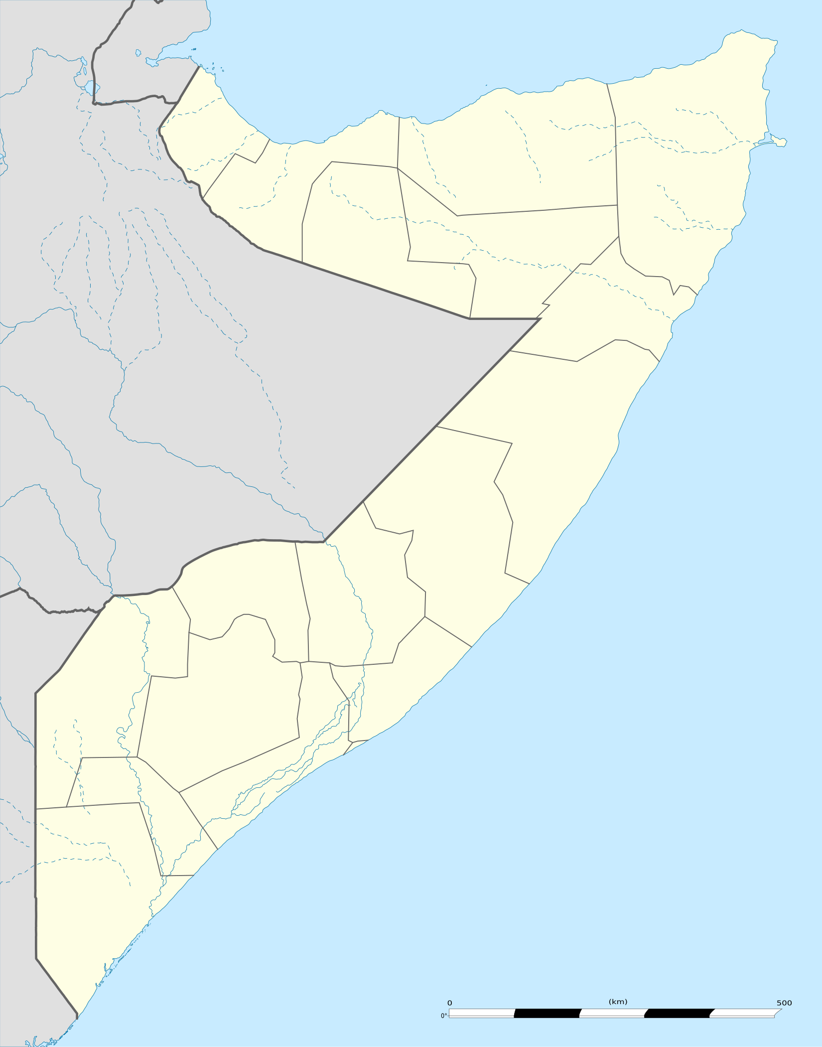 Somali Civil War detailed map is located in Somalia