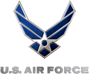 United States Air Force logo, blue and silver....