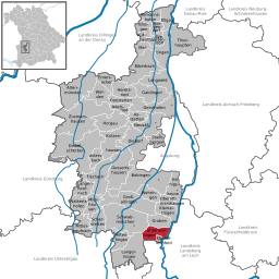 Läget för Untermeitingen i Landkreis Augsburg