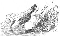 Den lille havfrue. Illustrasjon av Vilhelm Pedersen, kjent for sine mange tegninger til H.C. Andersens eventyr.