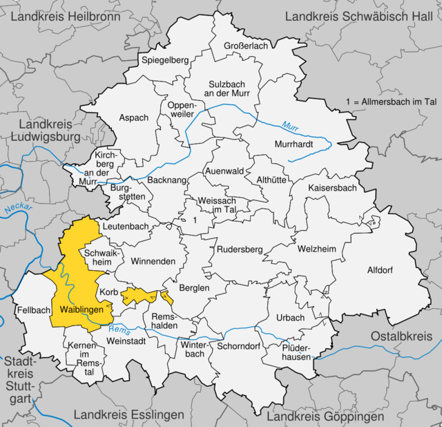 Poziția localității Waiblingen