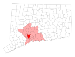 Location in New Haven County, Connecticut