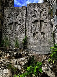 Khatchkars near Khatravank monastery in Vaguas village of Martakert province, Artsakh.