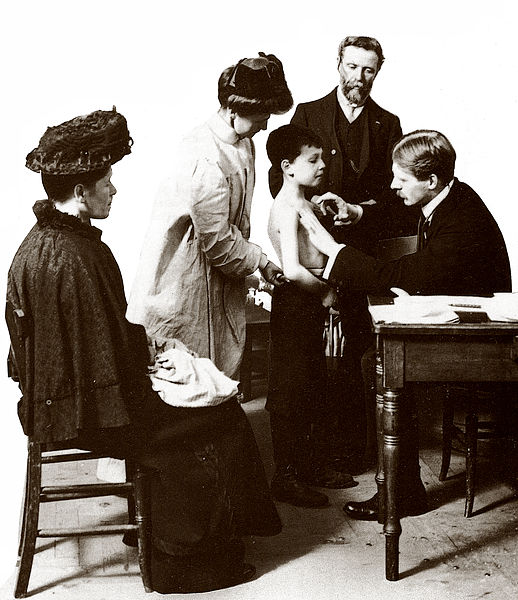  Medical examination before entering the school. Beginning of the twentieth century.
