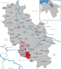 Läget för kommunen Ahausen i Landkreis Rotenburg