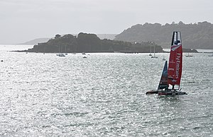 The Emirates Team New Zealand yacht passing Dr...