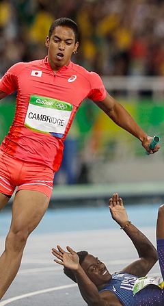 Asuka Cambridge and Trayvon Bromell Rio 2016.jpg