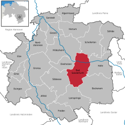 Läget för staden Bad Salzdetfurth i Landkreis Hildesheim