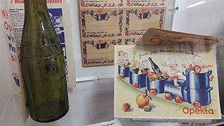 Botella y calcomanías originales de Opekta