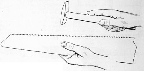 Fig. 89.—Hammer Setting Saw Teeth