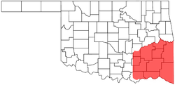 Location of Choctaw Nation of Oklahoma