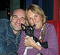 With Ingrid Newkirk, who is biting my dog's ear.