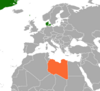 Location map for Denmark and Libya.
