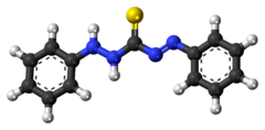 Ball-and-stick model of the dithizone molecule{{{画像alt1}}}