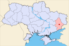 Map o Ukraine wi Donetsk heichlichtit.