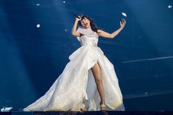 Dami Im esittämässä kappaletta toisen semifinaalin harjoituksissa.