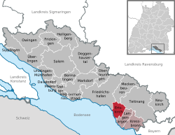 Elhelyezkedése Baden-Württemberg térképén