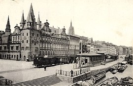 Der Haltepunkt Frankfurt (Main) Fahrtor auf einer Postkarte von 1912