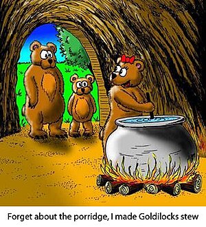Cartoon of Grimm's fairy tale bears eating Gol...