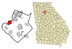 Location in Gwinnett County and the state of جارجیا (امریکی ریاست)