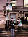 Protest at Hackney Town Hall against the proposed eviction of Spirit, a local shopowner. (February 2006)