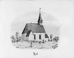 Kyrkan på teckning från 1893.