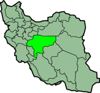 Kort over Iran med Isfahan markeret