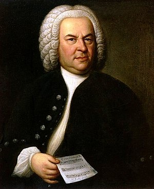 Johann Sebastian Bach (aged 61) on a portrait ...