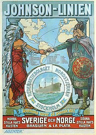 Reklamaffisch för Johnsonlinjen 1918.