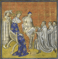 Евреи вручают диплом Людовику X за восстановление их прав во Франции в 1315 году