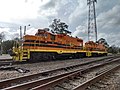 A Louisiana and Delta GP10-1 pair, sitting in the yard on a cloudy day.