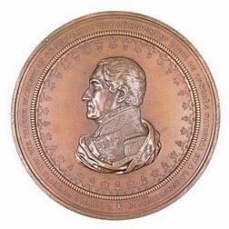 Médaille figurant le roi Léopold Ier et célébrant l'inauguration de la colonne du Congrès à Bruxelles, le 26 septembre 1859. (définition réelle 2 362 × 2 362)