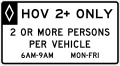 R3-13a Preferential lane vehicle occupancy definition (overhead)