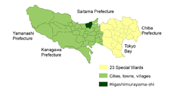 Location of Higashimurayama in Tokyo Metropolis