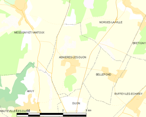 Poziția localității Asnières-lès-Dijon