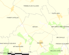 Carte de la commune de Vérigny (2012).