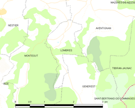 Mapa obce Lombrès