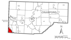 Location of West Shenango Township in Crawford County