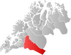 Lage der Kommune in der Provinz Troms