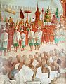 Kong Naresuans urne ved begravelsesparade i Ayutthaya, buddhistisk år 2147 (1604/05). Maleri fra Wat Suwan Dararam.