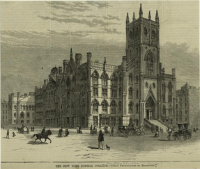 New York Normal College seen from Park Avenue (1874); drawing from a photo by George G. Rockwood Normal College of Women 801201.png