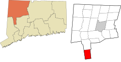 Roxbury's location within the Northwest Hills Planning Region and the state of Connecticut