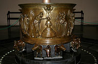 Baptismal font at St Bartholomew's Church, Liège, Baptism of Christ, 1107–1118