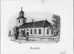 Kyrkan på teckning från 1893.