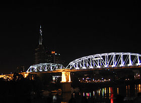 The Shelby Street Bridge at night