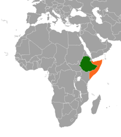 Карта с указанием местоположения Сомали и Эфиопии