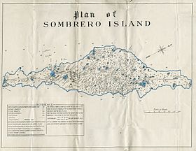 Plan de l'île Sombrero par Thomas Corfield, 1880