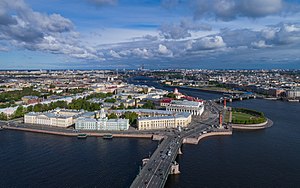 Vasilyevsky Island in Saint Petersburg, pictured in 2017. During the Winter and Continuation Wars, Leningrad, as it was then known, was of strategic importance to both sides. Spb 06-2017 img02 Spit of Vasilievsky Island.jpg