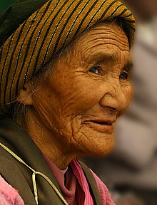 An elderly Tibetan woman