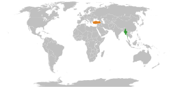 Haritada gösterilen yerlerde Myanmar ve Türkiye